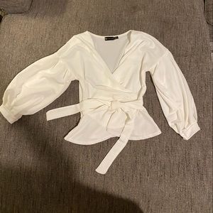 White tie waist crop top